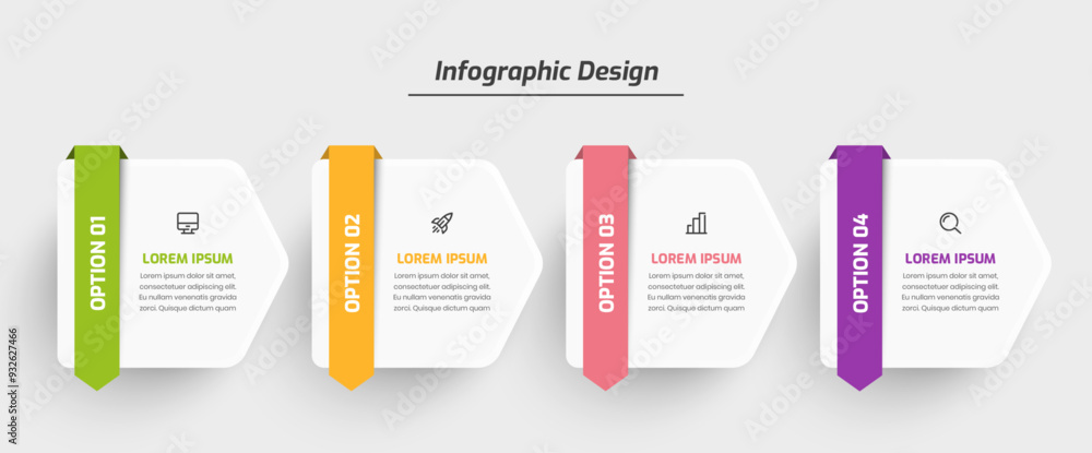 Poster business infographic template with arrow white label icon and 4 option for presentation