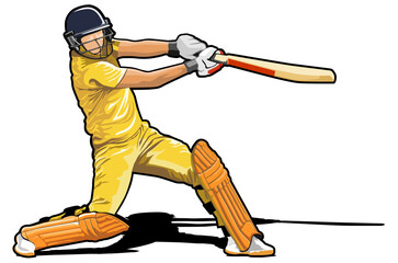 cricket athlete player illustration design vector art