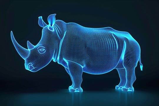 ai generative neon line of rhinoceros shape
