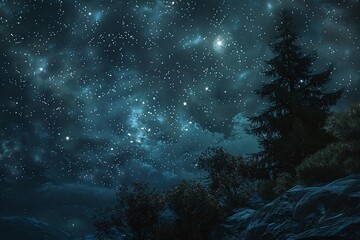 Obraz premium ai generative tree and starry night sky