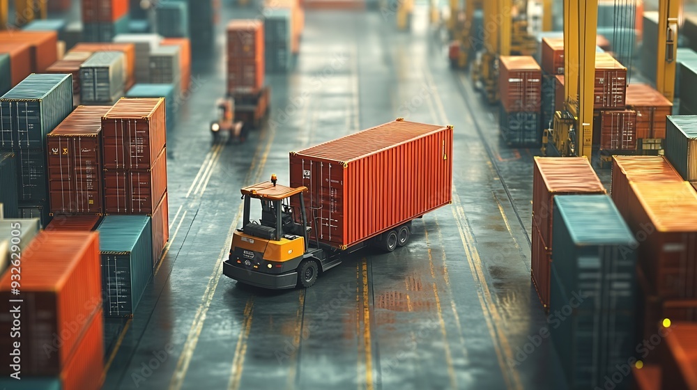Aufkleber industrial container cargo freight ship forklift handling container box loading for logistic import 