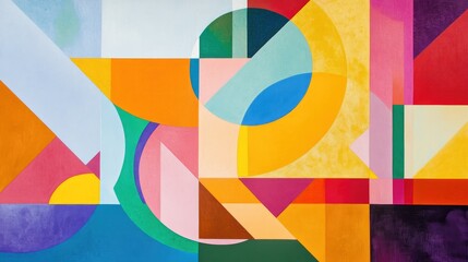 Fototapeta premium A mix of geometric shapes in bright colors, forming a dynamic abstract design.