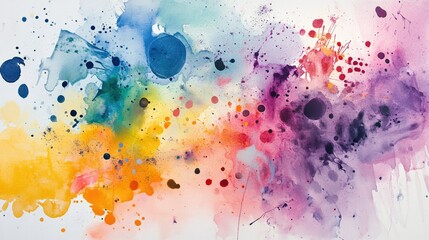 A mix of watercolor and ink splashes creating a vibrant abstract scene.