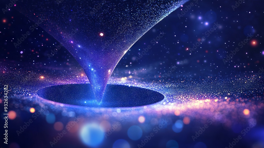Poster abstract image of a growth chart in the form of a starry sky or space, consisting of points, lines, 