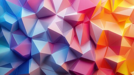 Obraz premium Abstract polygonal shapes in a variety of colors, forming a modern and dynamic design.