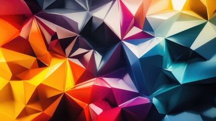 Fototapeta premium Abstract polygonal shapes in a variety of colors, forming a modern and dynamic design.