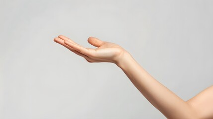 Elegant woman hand with empty palm up. 