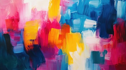 Bold, abstract brush strokes in a vibrant color palette.