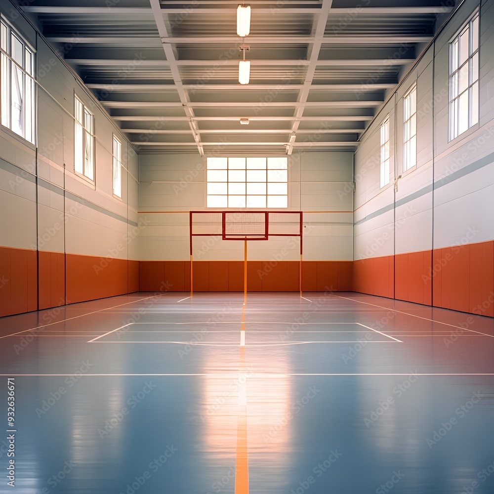 Aufkleber tchoukball court with rebound frames at each end and a spacious clean floor providing a versatile sp