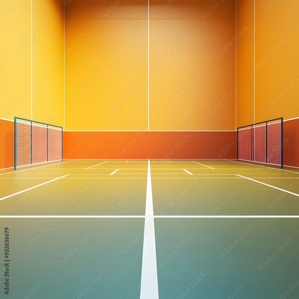 Poster spacious tchoukball court with rebound frames at each end and a clean open floor design ideal for sp