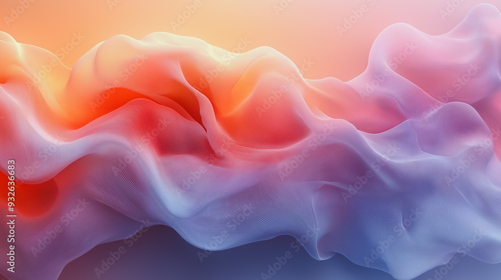 Aufkleber a colorful, flowing piece of fabric with a pink and blue hue. the fabric is long and has a wave-like