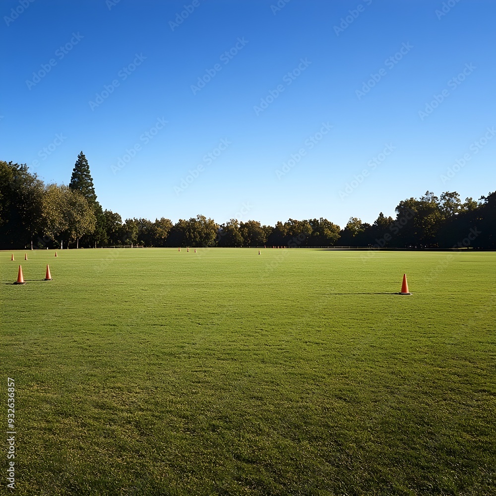 Aufkleber expansive grassy field with cones marking the boundaries for an exciting ultimate game open space fo