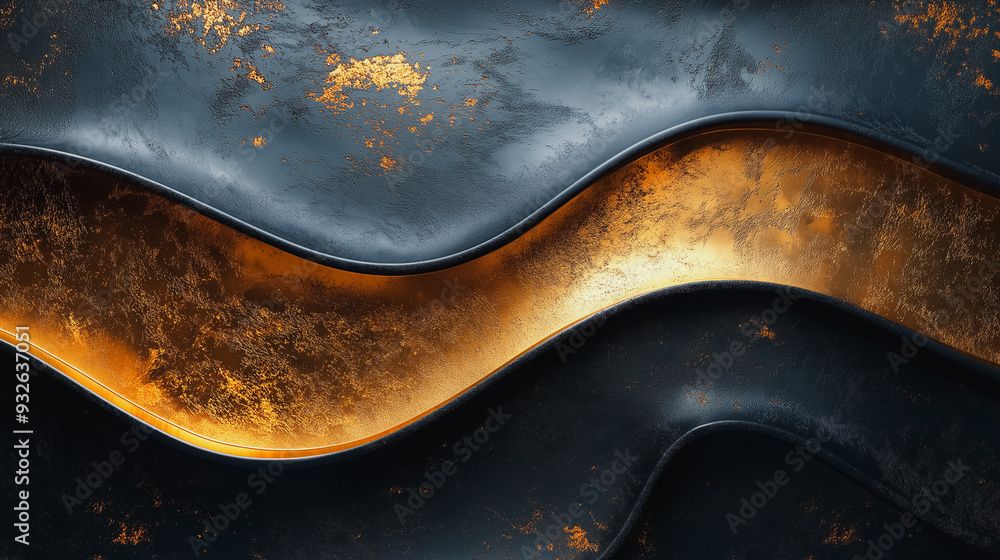 Poster a black and gold design with a wave pattern