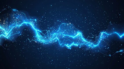 Abstract mash line and point battery on drak blue background with an inscription. Energy starry sky or space, consisting of stars and the universe. Vector business illustration