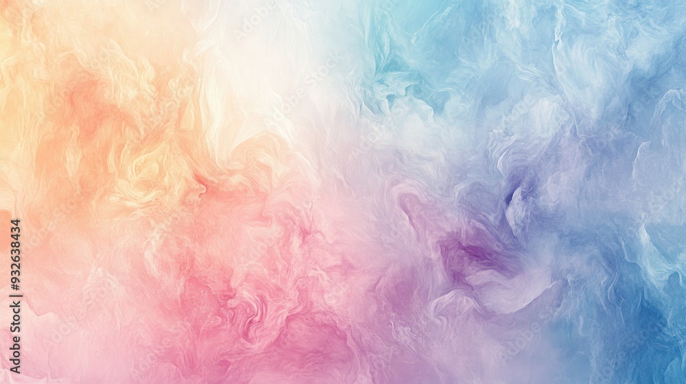 Poster soft, pastel abstract designs blending seamlessly into each other, creating a calm and soothing back