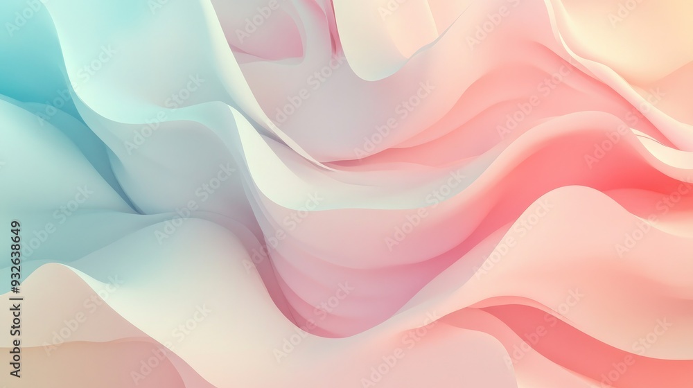 Poster soft, pastel gradients blending seamlessly into each other, creating a serene abstract background.