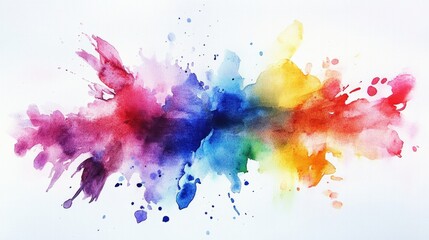 Watercolor splashes in vibrant hues, forming a playful and artistic abstract scene.