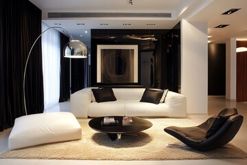 Modern Living Room with Black and White Decor