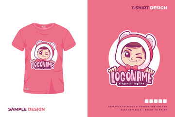 cute girl cartoon t shirt design