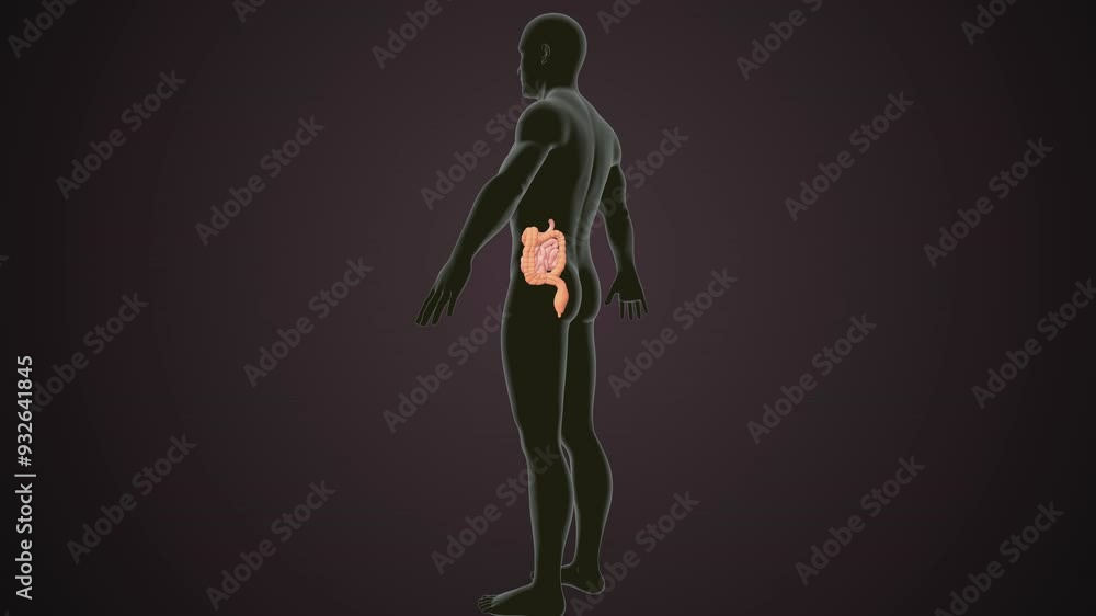 Wall mural male human digestive oranges brain, liver, heart, lungs and nerves anatomy system, 3d illustration