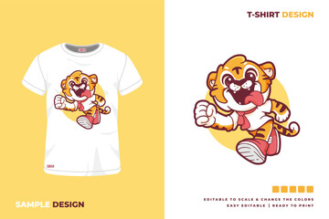 cute running tiger t shirt design