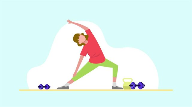 Animated video sport activity. Full length animation illustration. High quality 4k footage.