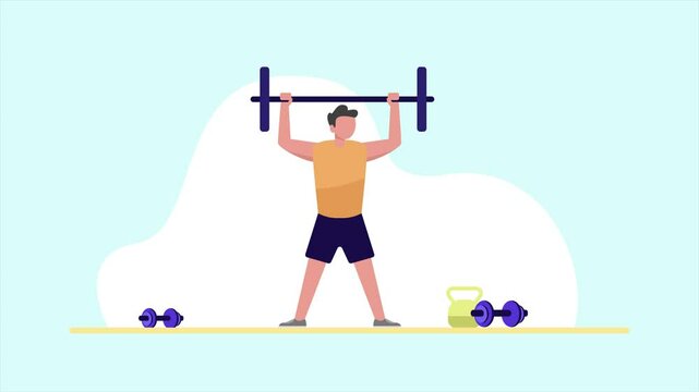 Animated video sport activity. Full length animation illustration. High quality 4k footage.