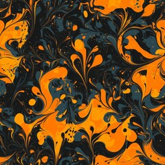 Seamless pattern of rich, deep abstract splashes with intricate, swirling patterns