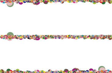 colorful confetti border, a cmyk pattern of dots on a white background,  abstract dots and circles on white background,