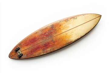 Old surfboard alone on white Old fashioned designs