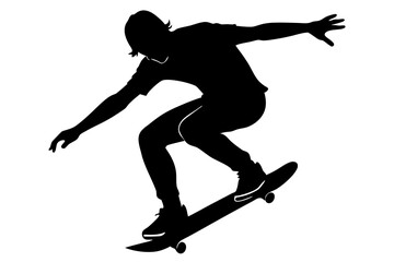 Skateboard icon silhouette vector, skateboard sport illustration	

