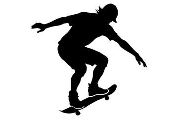 Skateboard icon silhouette vector, skateboard sport illustration	
