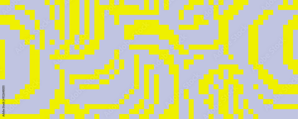 Poster pixelated curved wavy texture. yellow and grey dithered bent lines background. digitalized warped st