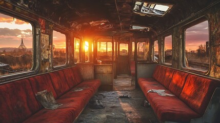Post-apocalyptic train interior