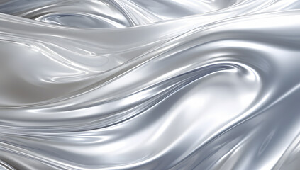 Obraz premium Satin Silver Wave Texture: Abstract liquid metallic design with flowing waves on a smooth satin background