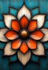 Fototapeta premium カラフルな木製の花びらの3Dレンダリング