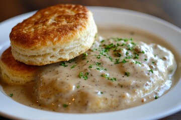 Southern style Breakfast with Homemade Biscuits Gravy