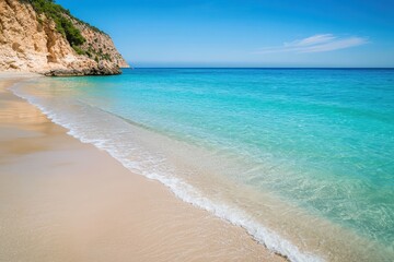 Obraz premium Spain written in sand by water