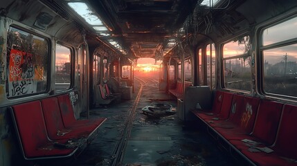 Post-apocalyptic train interior