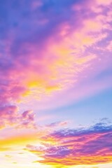 Obraz premium Captivating Sunset Sky with Pastel Colors, Blue and Purple Hues, and Pink Clouds, Creating a Serene and Vibrant Sunset Background
