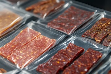 Vacuum sealed jerky made from various meats
