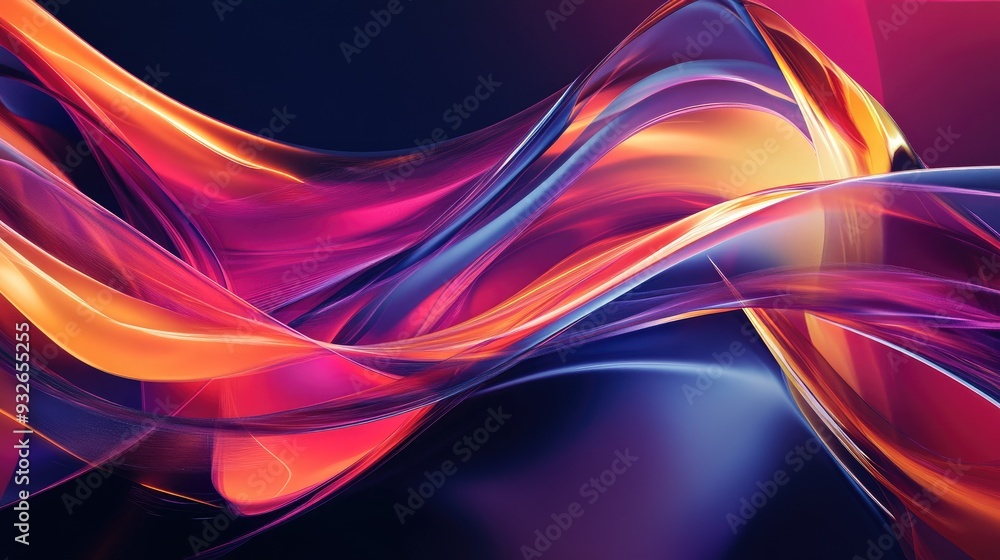 Poster a dynamic 3d render of vibrant lines and shapes intersecting in motion, forming an energetic abstrac