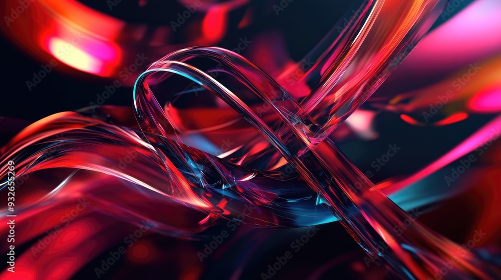 Poster a dynamic 3d render of vibrant lines and shapes intersecting in motion, forming an energetic abstrac