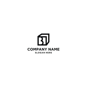 logo letter b cube box icon