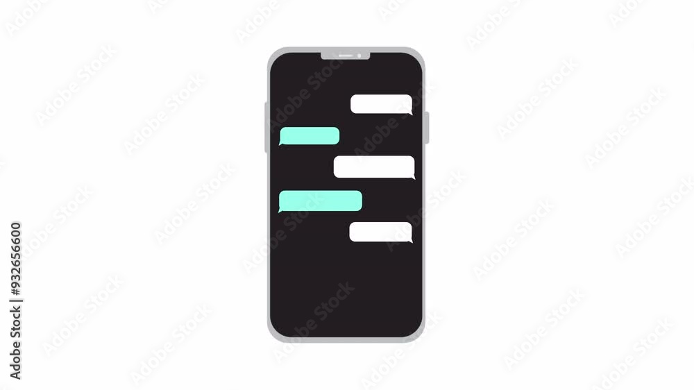 Poster text message with smartphones isolated on white background, text chat message in smartphone, typing 