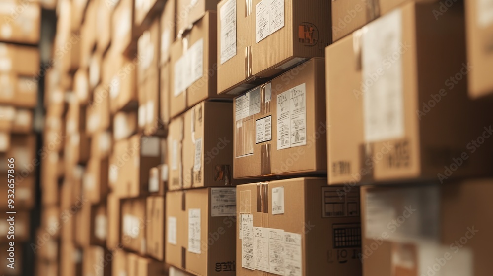 Aufkleber a stack of boxes with international shipping labels, representing the complexity of global logistics