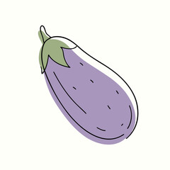 Doodle outline eggplant with spot Vector illustration for packing on a isolated white background (4)