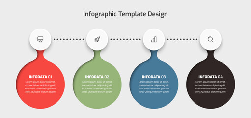 Business Infographic Presentation with Color Shape Inner Shadow Circle Label 4 Option and Icon