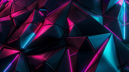 Obraz premium Futuristic Abstract Geometric Shapes with Neon Lights.