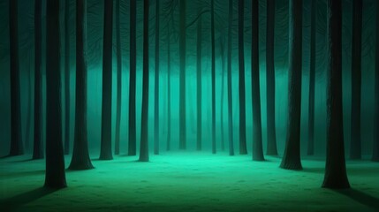 A tranquil forest clearing at twilight, bathed in soft pastel light filtering through the trees